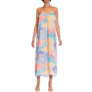 1960’s Vintage Mary McFadden House Dress Kaftan Muu Muu Floral Print size M